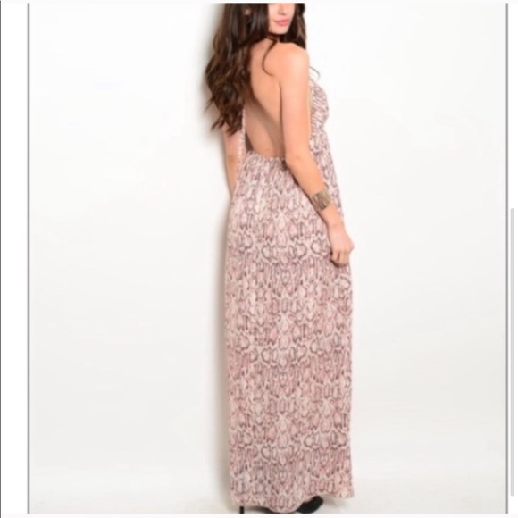 NEW Pink Snake Print Blush Halter dress! - Picture 3 of 5